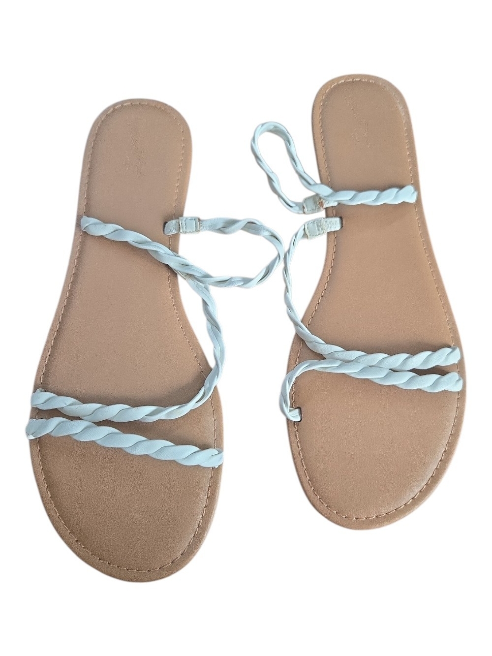 Women's Light Blue Braided Strappy Flat Sandals